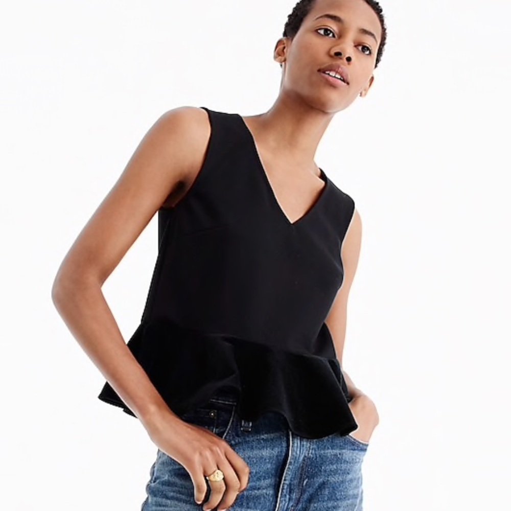 J Crew Velvet Peplum Top